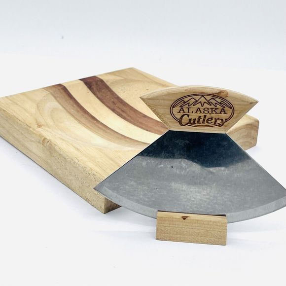 3-Piece Set Alaska Cutlery 5” Knife, Stand, 6.5Chopping Board / Bowl. Wood ULU - Picture 1 of 5